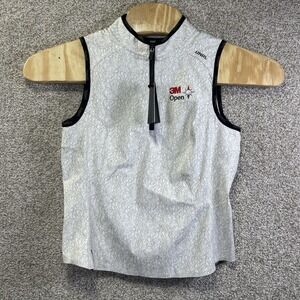 NWT UNRL Performa Polo Shirt Womens Large White Abstract Sleeveless Golf 3M Open